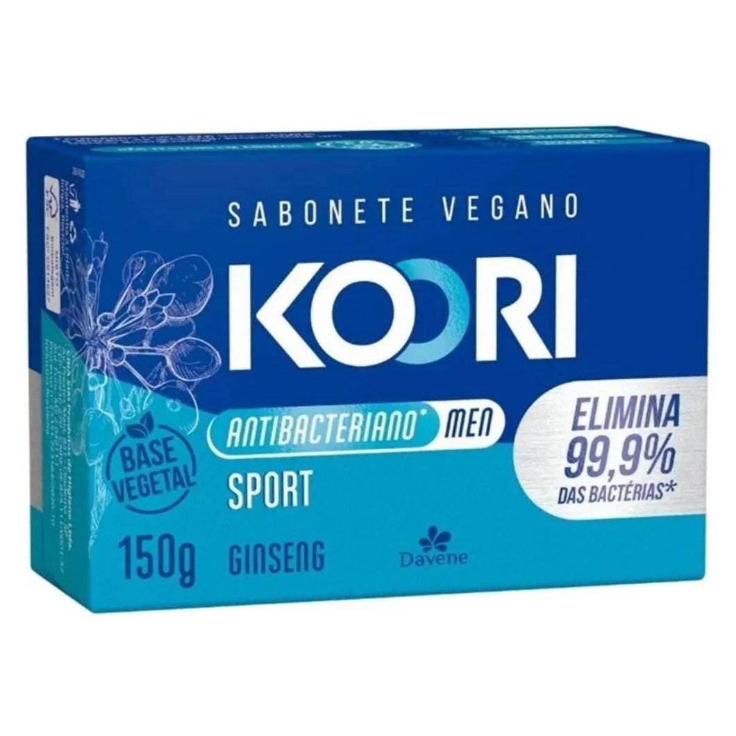 Sabonete Vegetal Koori Antibac Sport Barra 150g Davene