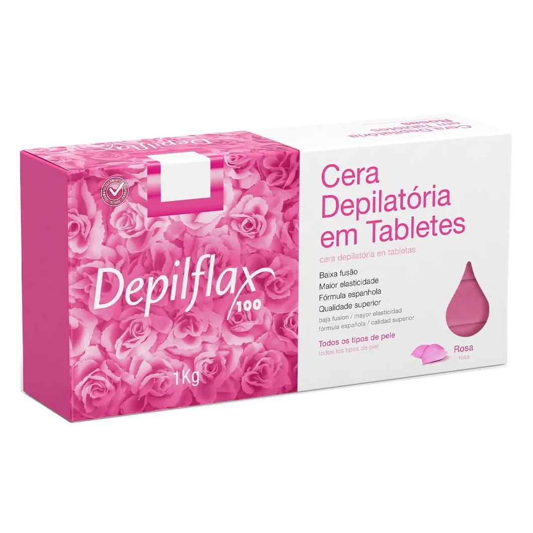 Cera Quente Depilacao Depilflax Rosa 1kg Tabletes