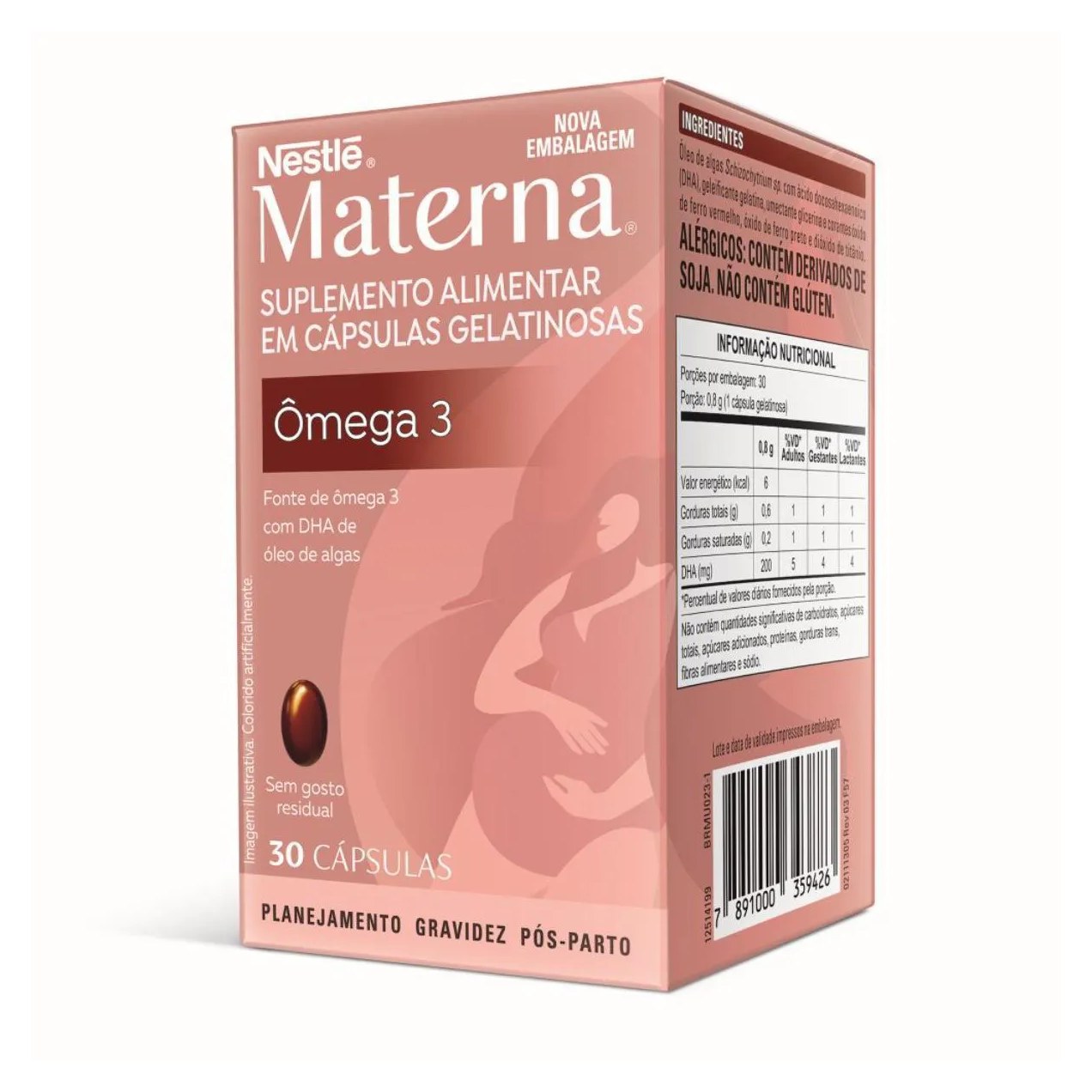 Suplemento Alimentar Nestlé Materna Ômega DHA 30 cápsulas