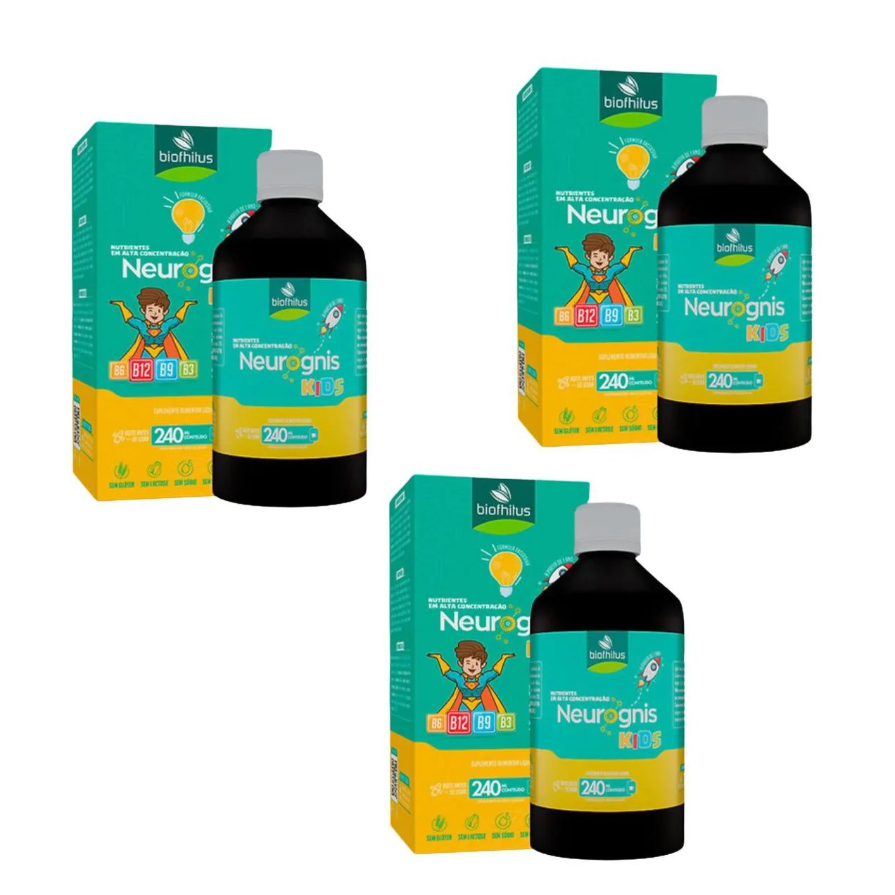 Kit C3 Suplemento Líquido Neurognis Kids 240ml – Biofhitus