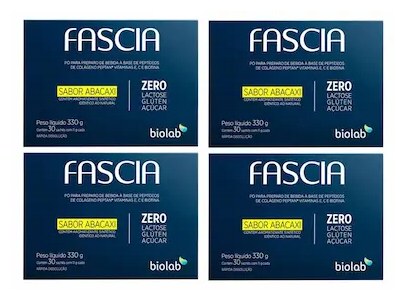 Kit 4 Caixas Fascia Colágeno Pele Jovem e Radiante 30 sachês Abacaxi