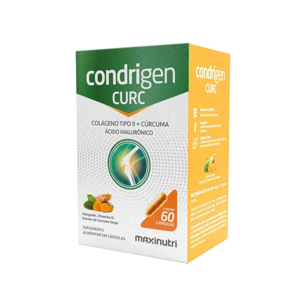 Condrigen Curc Colageno Tipo Ii + Curcuma + Acido Hialuronico Com 60 Capsulas Maxinutri