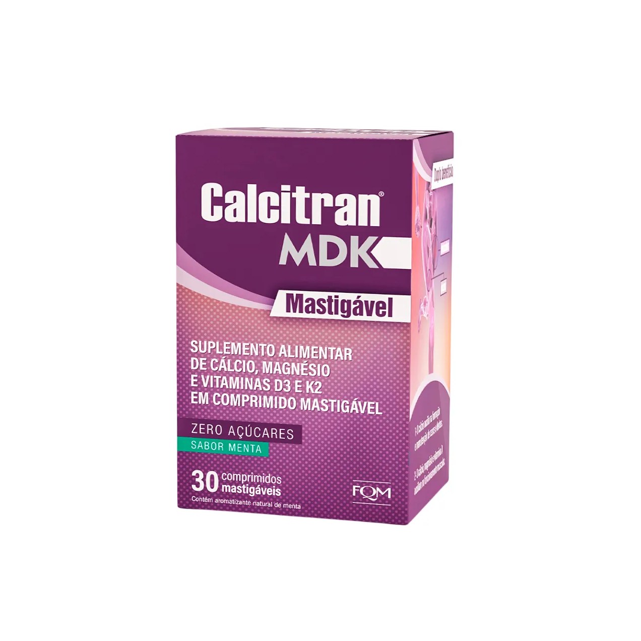 Cálcio Calcitran MDK Zero Açúcar Menta 30 comprimidos