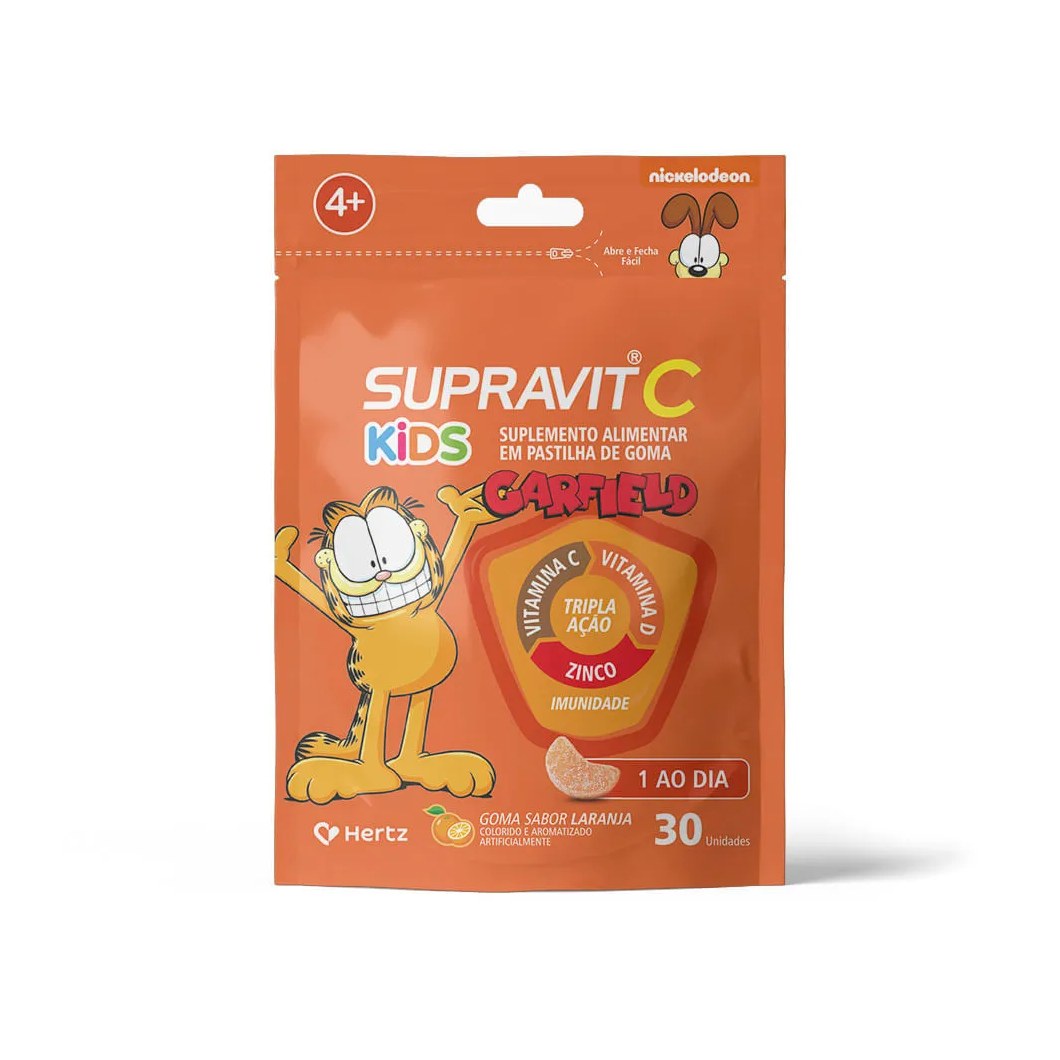 Supravit C Garfield Kids Com 30 Gomas Laranja Tripla Acao