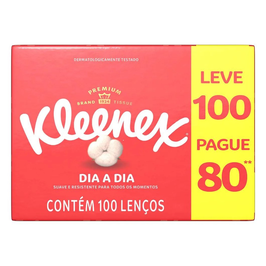 Lenco De Papel Kleenex Dia A Dia Leve 100 Pague 80 Unidades