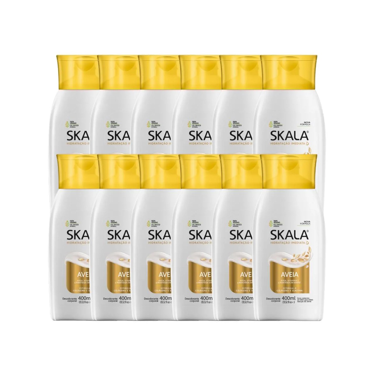 Kit 12 Loção Creme Hidratante Corporal Aveia Vegano Skala