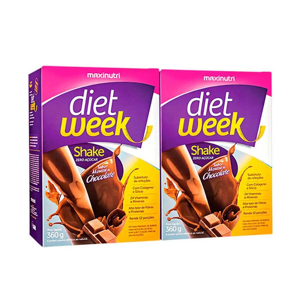 Kit 2 Diet Week Shake Mousse de Chocolate 360g Maxinutri