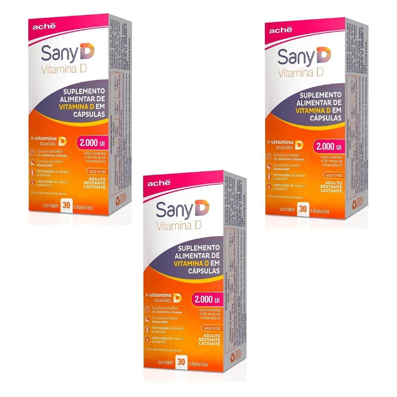 Kit 03 Suplemento Sany D 2.000ui com 30 cápsulas – Ache
