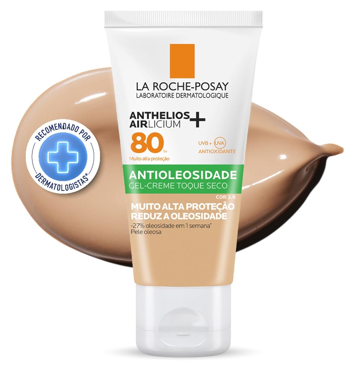 Protetor Solar Facial La Roche-Posay Anthelios Airlicium+ FPS80 Cor 2.0 40g