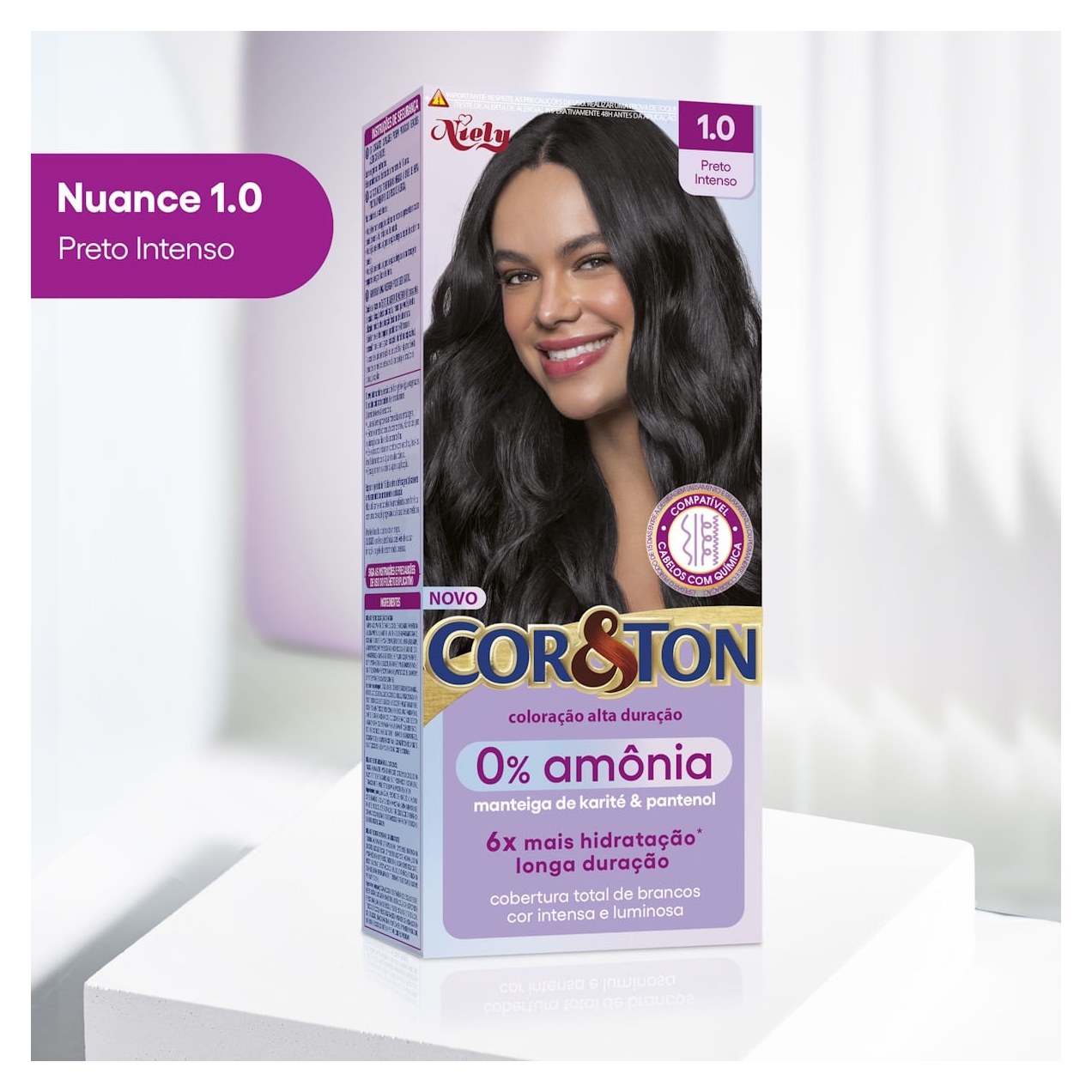 Tintura Cor&Ton Niely 0% Amônia 1.0 Preto Intenso