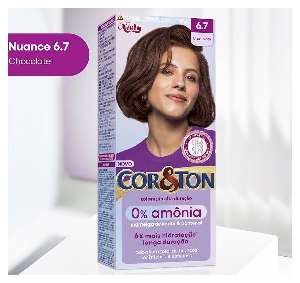 Tintura Cor&Ton Niely 0% Amônia 6.7 Chocolate