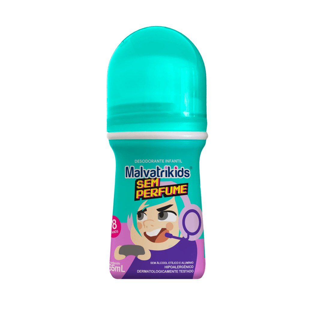 Desodorante Infantil Malvatrikids +8 anos Sem Perfume Roll On 65ml