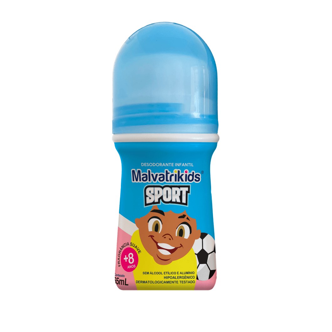 Desodorante Infantil Malvatrikids Sport +8 anos Fragrância Suave Roll On 65ml