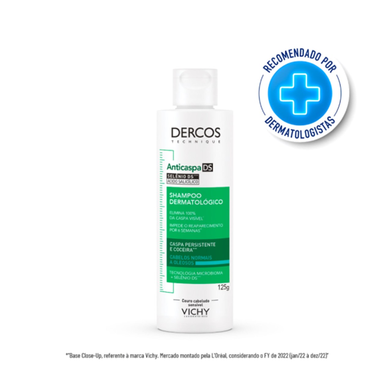 Shampoo Anticaspa Vichy Dercos Dermatológico Cabelos Normais a Oleosos 125g