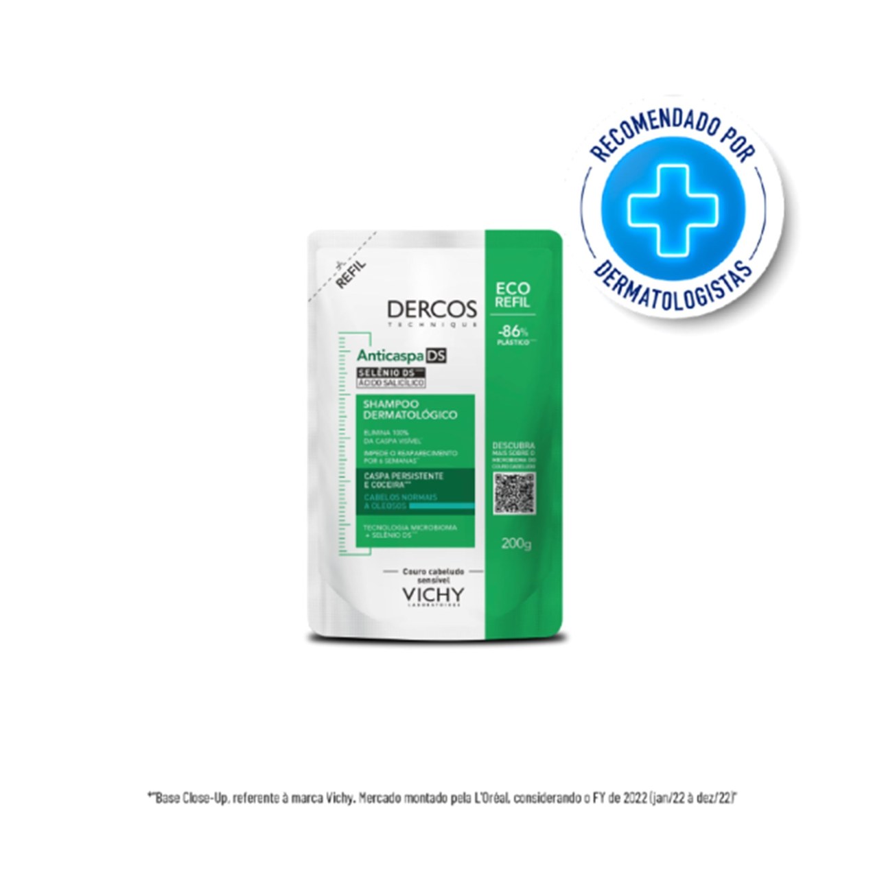 Shampoo Anticaspa Vichy Dercos Dermatológico Couro Cabeludo Sensível Refil 200g