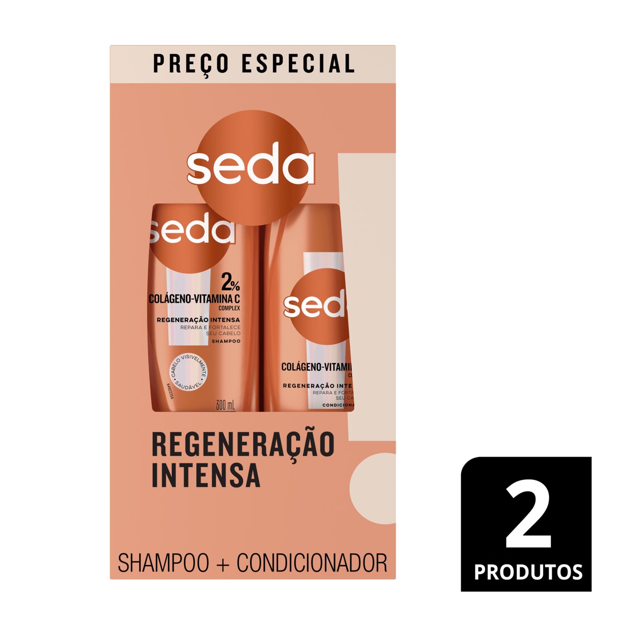 Kit Shampoo Seda by Niina Secrets Colágeno + Vitamina C 300ml 1 Uni + Condicionador Colágeno + Vitamina C by Niina Secrets 190ml 1 Uni