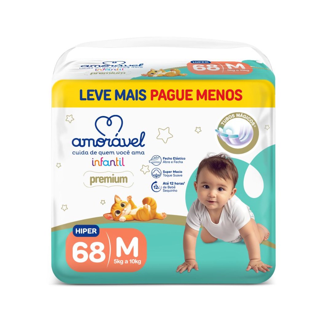 Fralda Amorável Premium M 68 Unidades