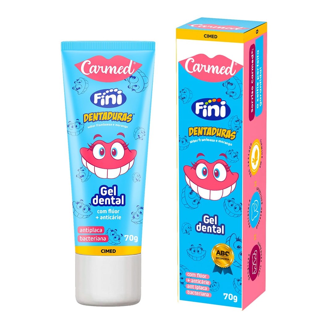 Gel Dental Carmed Fini Dentaduras Anticáries com Flúor 70g