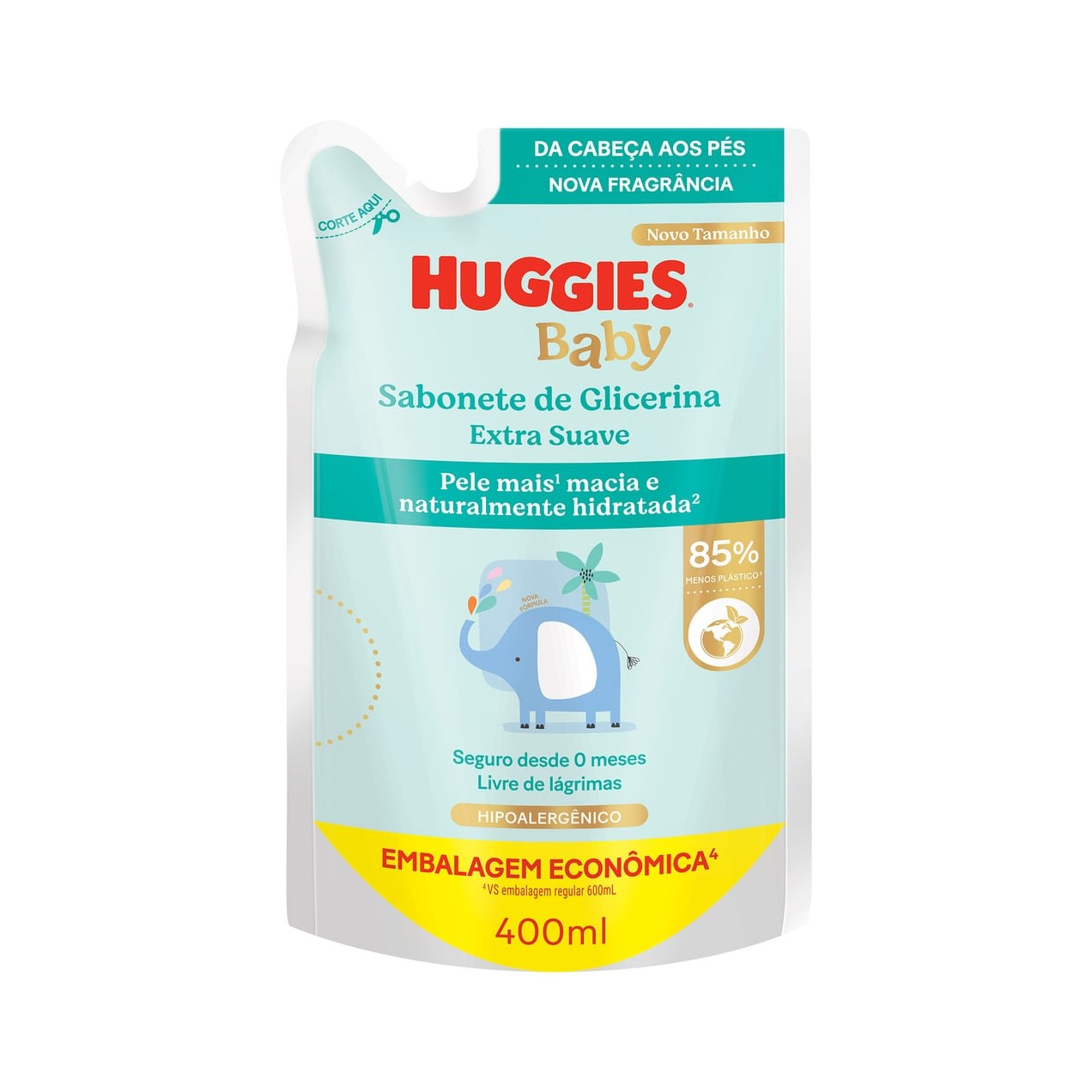 Sabonete Líquido Infantil Huggies Baby Glicerina Extra Suave Refil 400ml