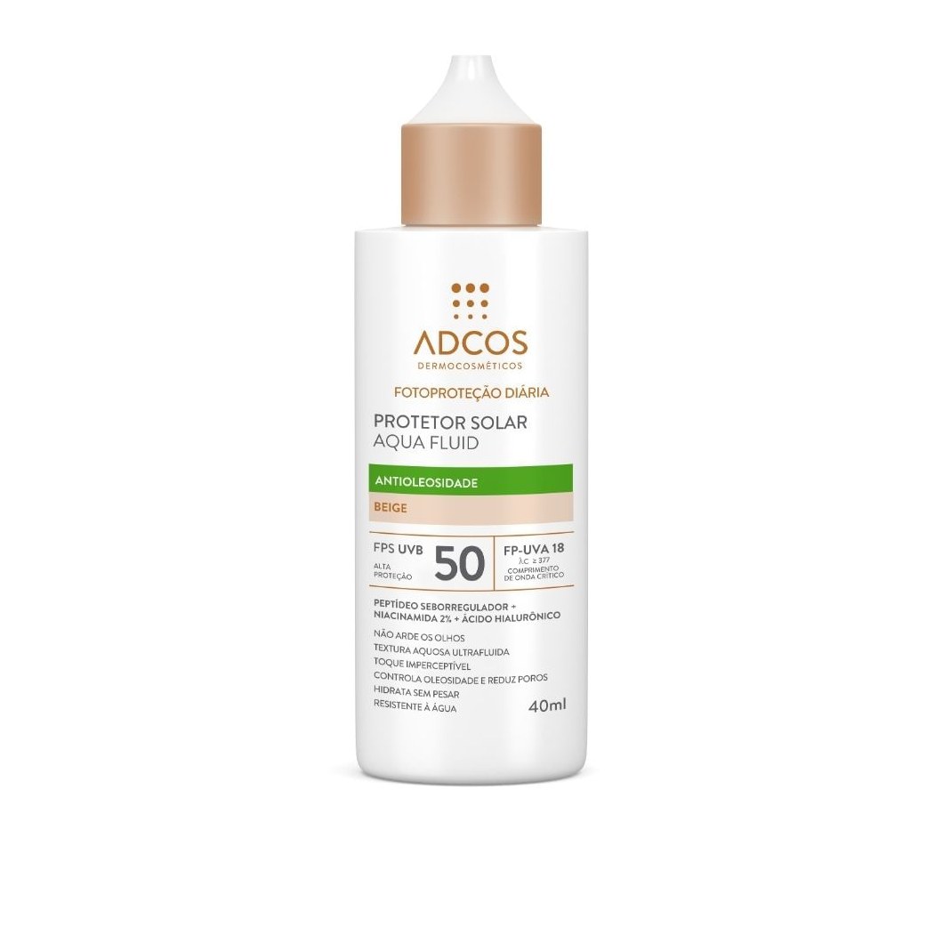 Protetor Solar Facial Adcos Aqua Fluid Bege Fps50 40ml