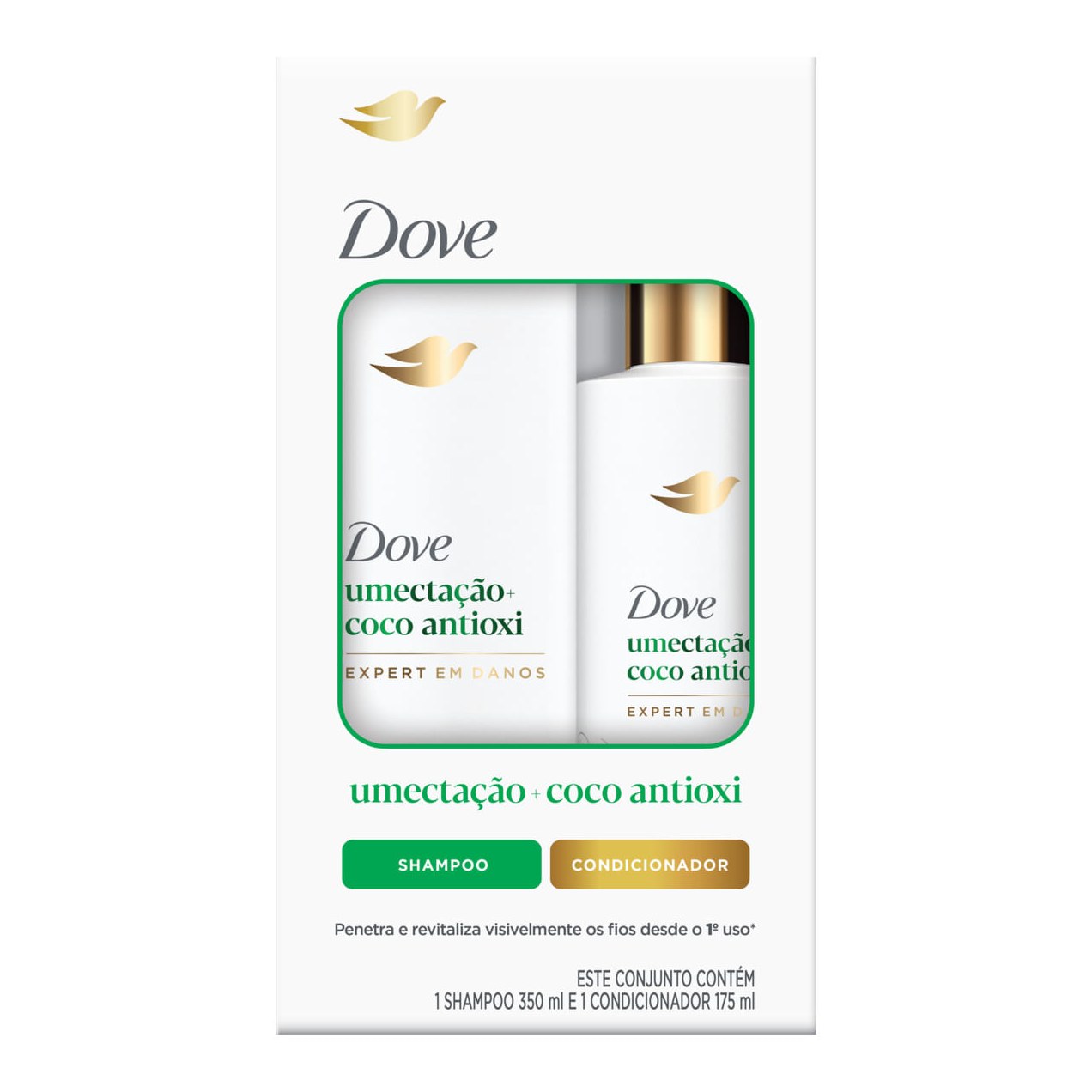 Kit Dove Umectação + Coco Antioxi Shampoo 350ml + Condicionador 175ml