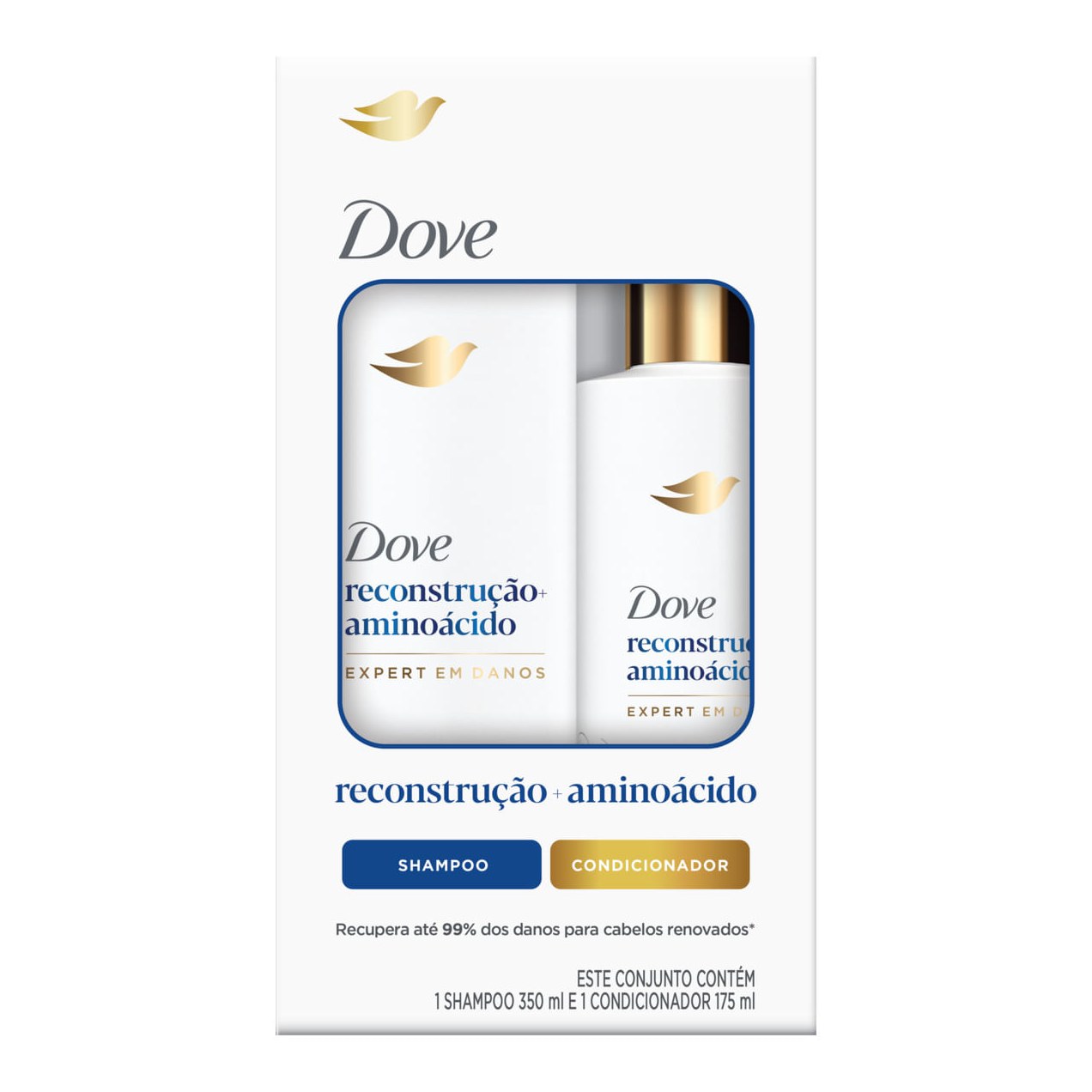 Kit Dove Reconstrução + Aminoácido Shampoo 350ml + Condicionador 175ml