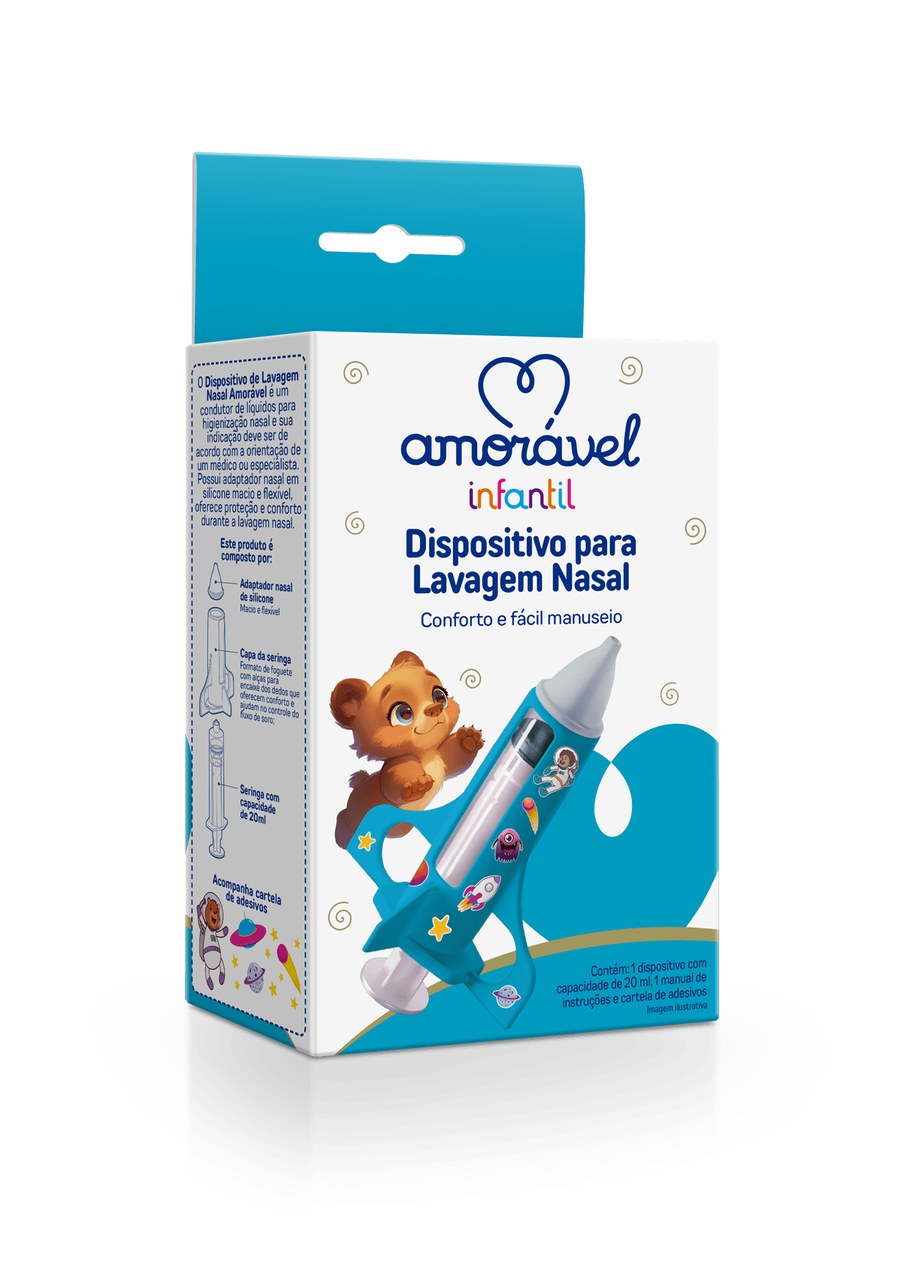 Dispositivo Para Lavagem Nasal Amoravel Bico Silicone Azul 20ml
