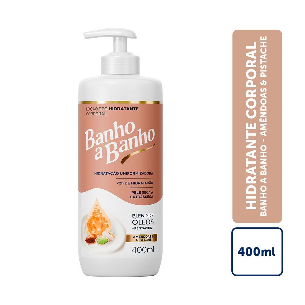 Deo-Hidratante Banho A Banho Loção Amêndoas Pistache Blend De Óleos E Pentavitin 72h 400ml