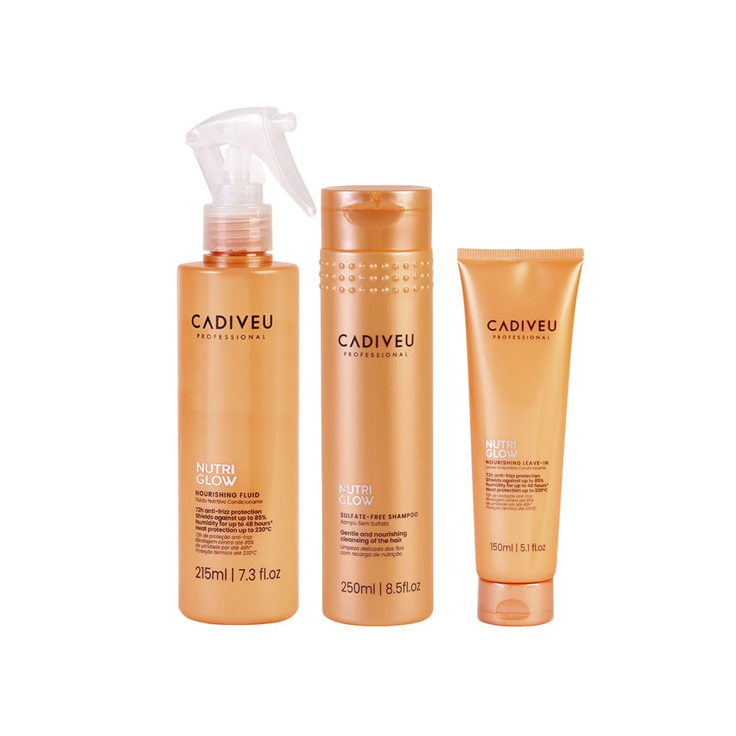 Kit Shampoo 250ml + Fluído 215ml + Leave-in 150ml - Cadiveu - Nutri Glow