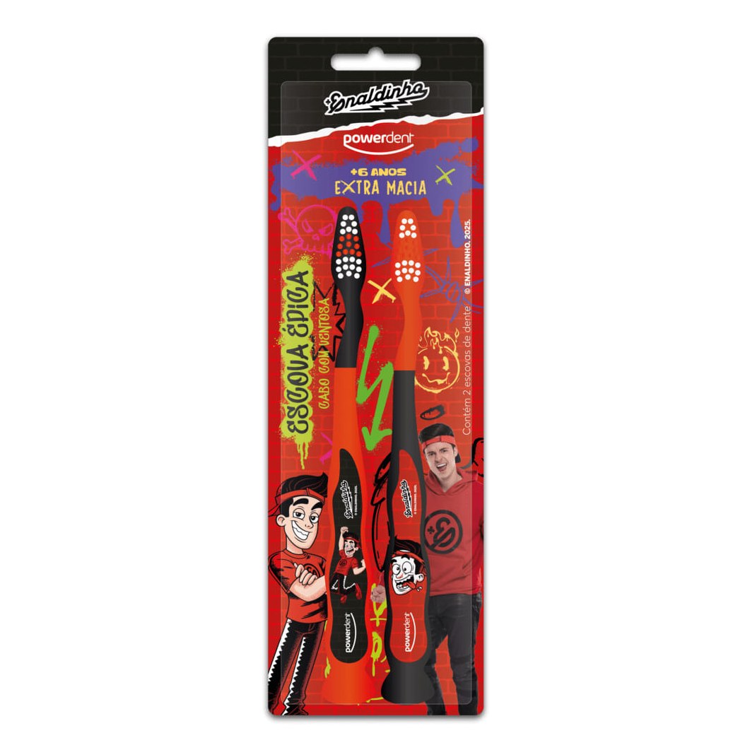 Escova De Dente Infantil Powerdent Enaldinho 2 Unidades