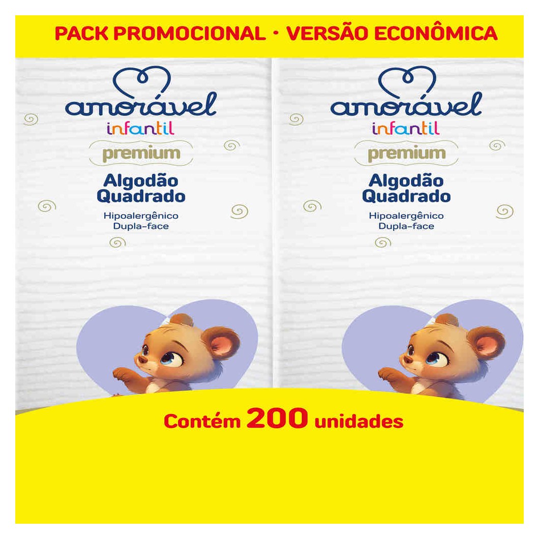 Algodao Quadrado Amoravel 200 Unidades