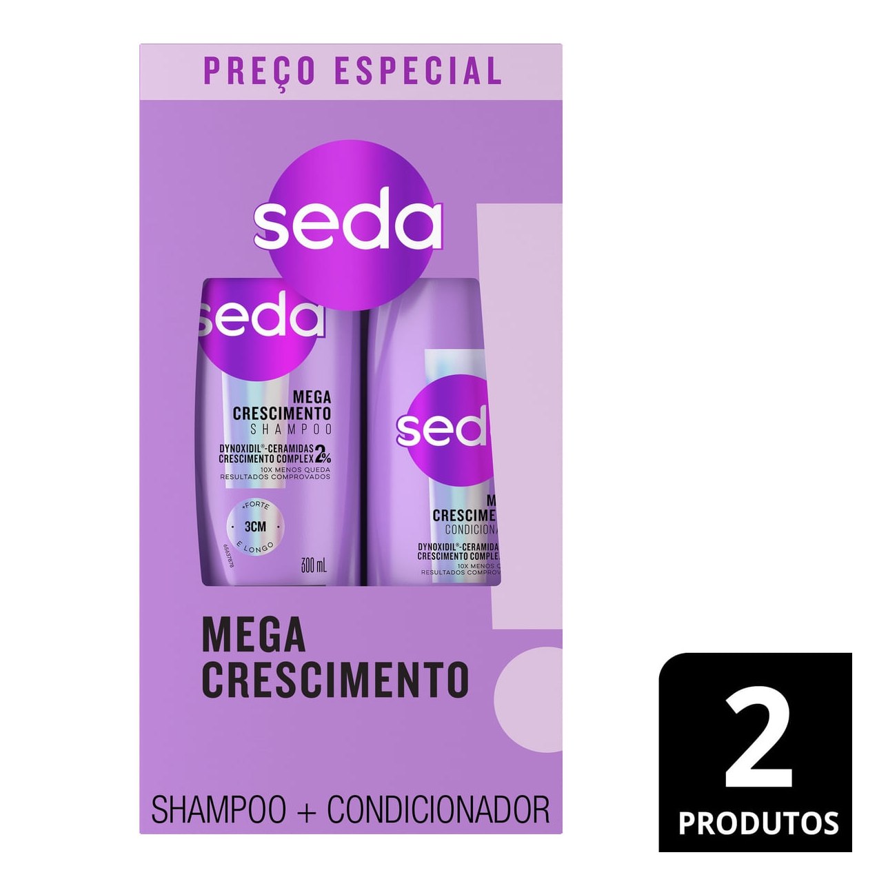 Kit Seda Mega Crescimento Shampoo 300ml + Condicionador 190ml