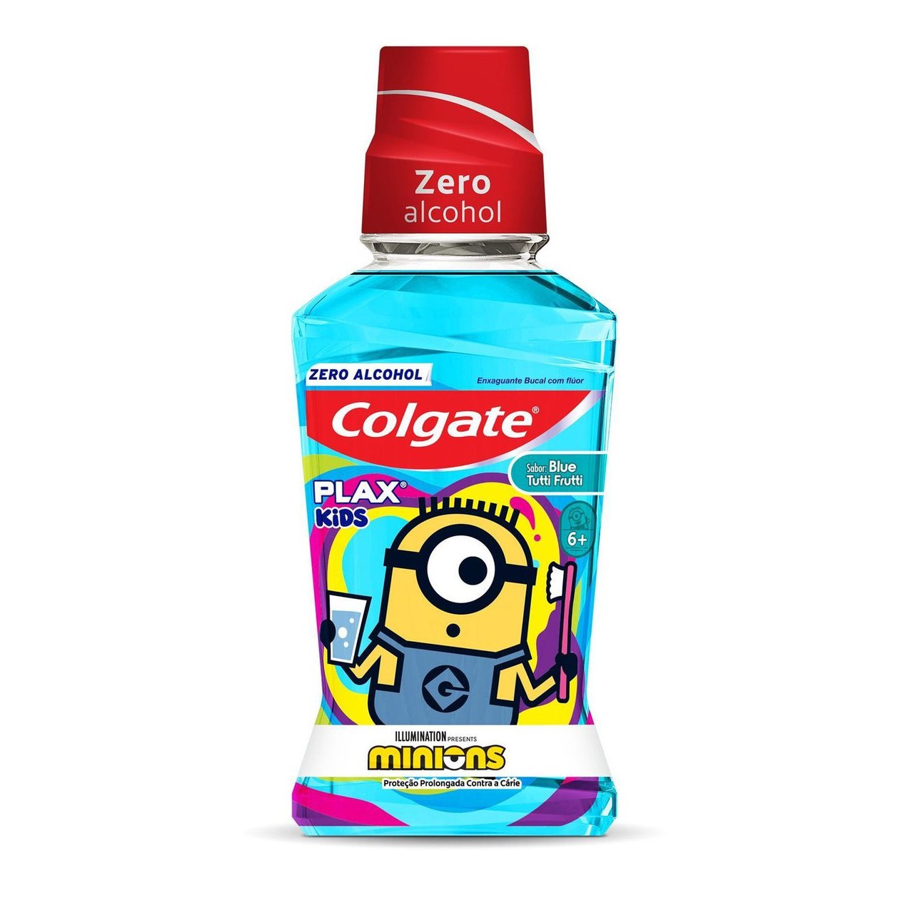 Enxaguante Bucal Infantil Colgate Plax Kids Minions Com Flúor Zero Álcool +6 anos Sabor Tutti Frutti 250ml
