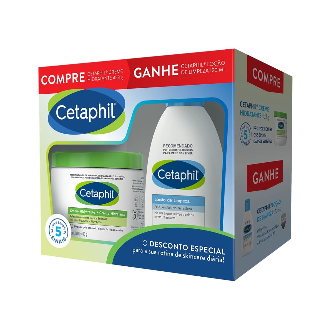 Kit Cetaphil Creme Corporal Hidratante 453g 1 Unidade + Loção de Limpeza Facial 120ml 1 uni