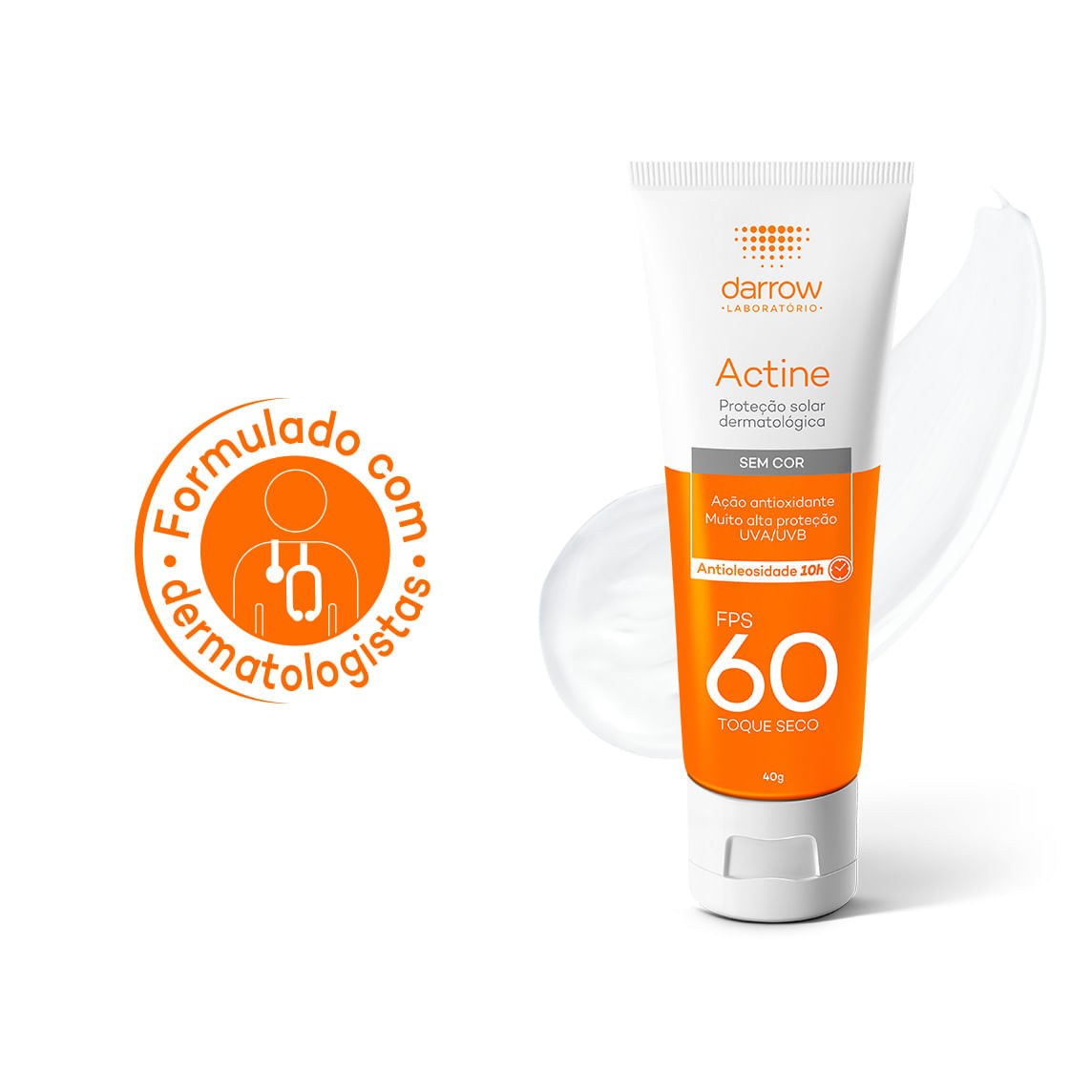 Protetor Solar Facial Actine Sem Cor FPS60 Antioleosidade 10h 40g