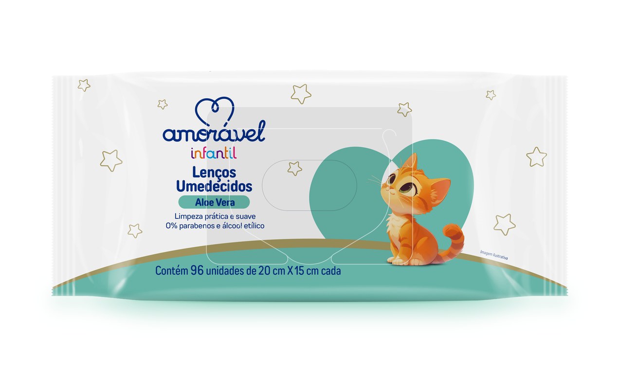 Lenço Umedecido Amorável Baby Aloe Vera 96 Unidades