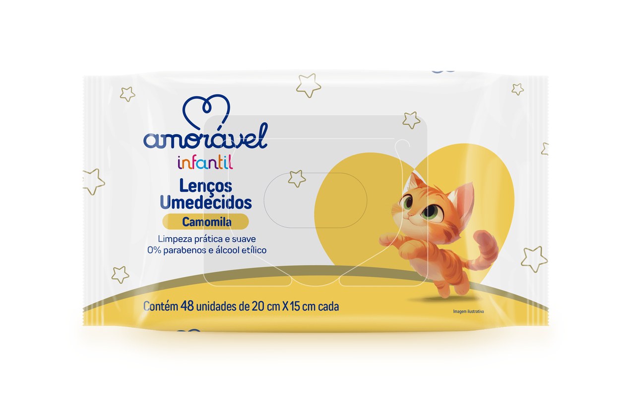 Lenços Umedecidos Baby Amorável Camomila 48 Unidades