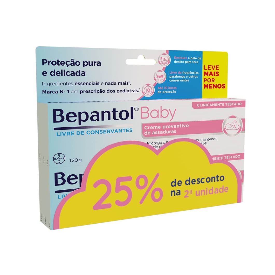 Kit Pomada para Assadura Bepantol Baby 120g 2 Unidades 25% Off na Segunda Unidade
