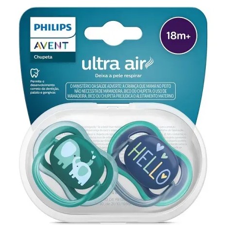 Chupeta Philips Avent Ultra Air +18 meses Silicone Azul 2 Unidades