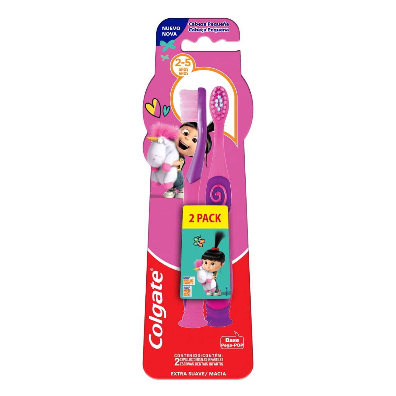Escova Dental Infantil Colgate Smiles Agnes & Fluffy Cerdas Macias 2 a 5 anos 2 Unidades