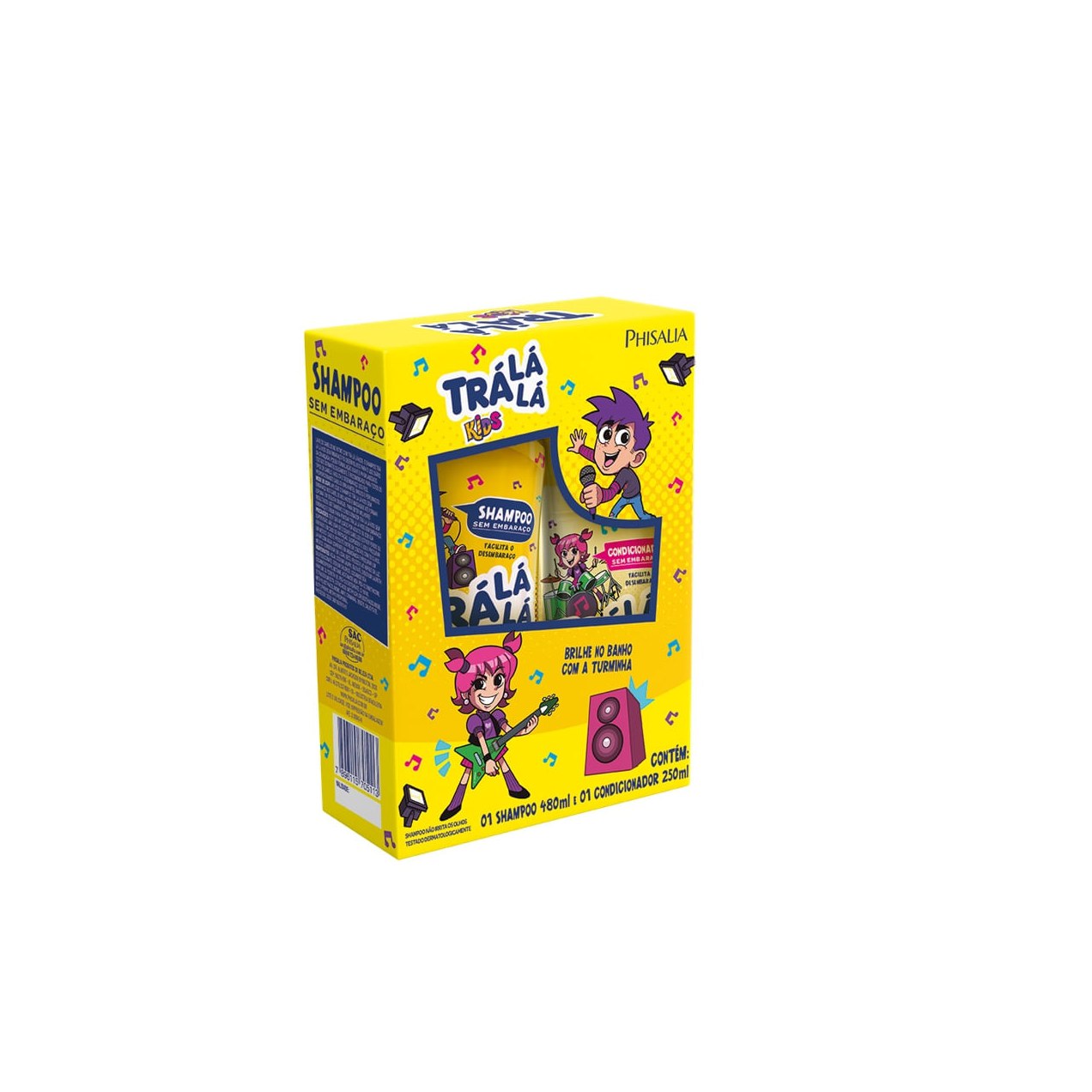 Kit Shampoo Infantil Trá Lá Lá Kids Sem Embaraço 480ml 1 Unidade + Condicionador Infantil Trá Lá Lá Kids Sem Embaraço 250ml 1 Unidade