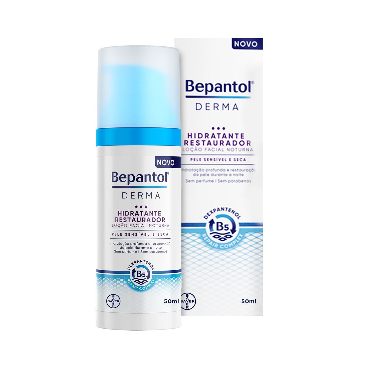 Loção Facial Bepantol Derma Hidratante Restaurador Noturna 50ml