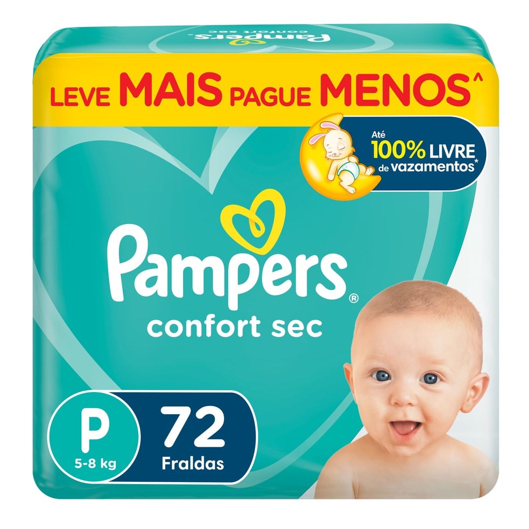 Fralda Pampers Confort Sec P 72 Unidades