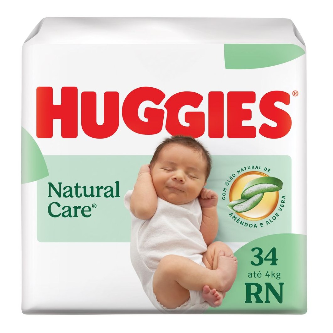 Huggies Fralda Descartável Premium Natural Care RN - 34 Un