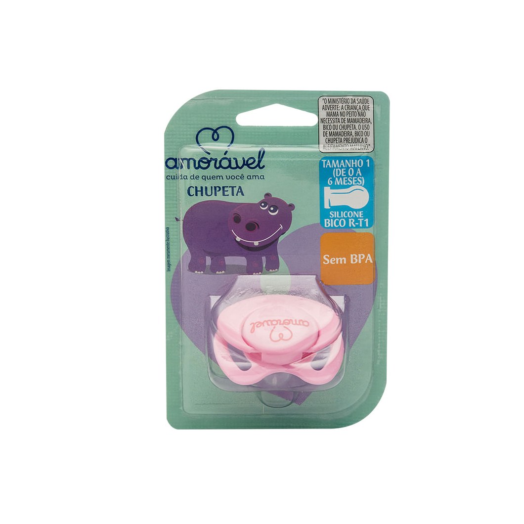 Chupeta Amorável silicone Redonda Rosa de 0 A 6 Meses 401101