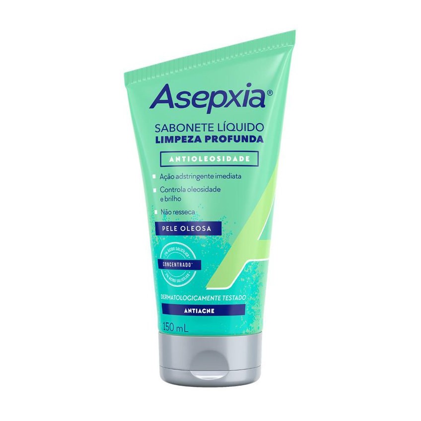 Sabonete Líquido Facial Asepxia Carvão Detox Purificante Pele Mista e Oleosa 150ml