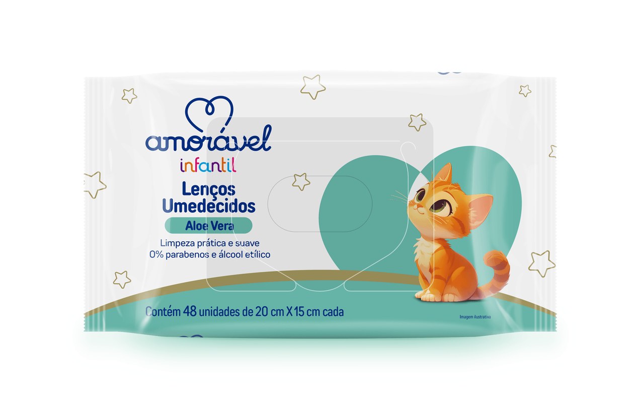 Lenço Umedecido Amorável Baby Aloe Vera 48 Unidades