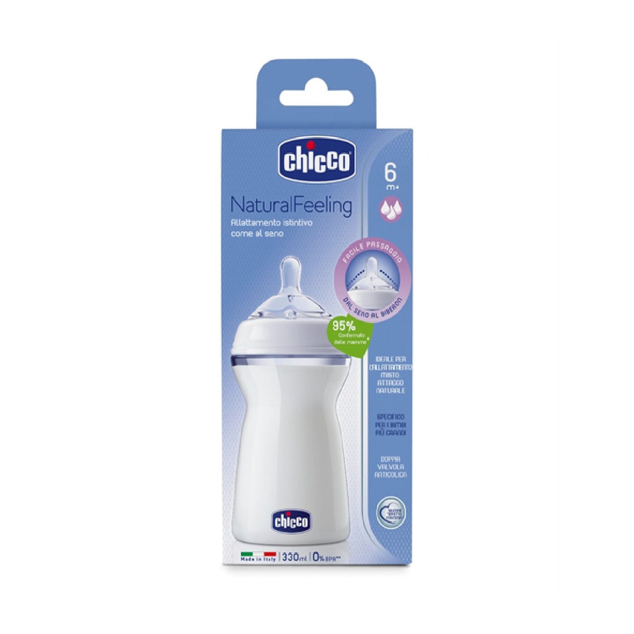 Mamadeira Chicco Step Up Bico Redondo +6 meses Fluxo Rápido 330ml 1 Unidade