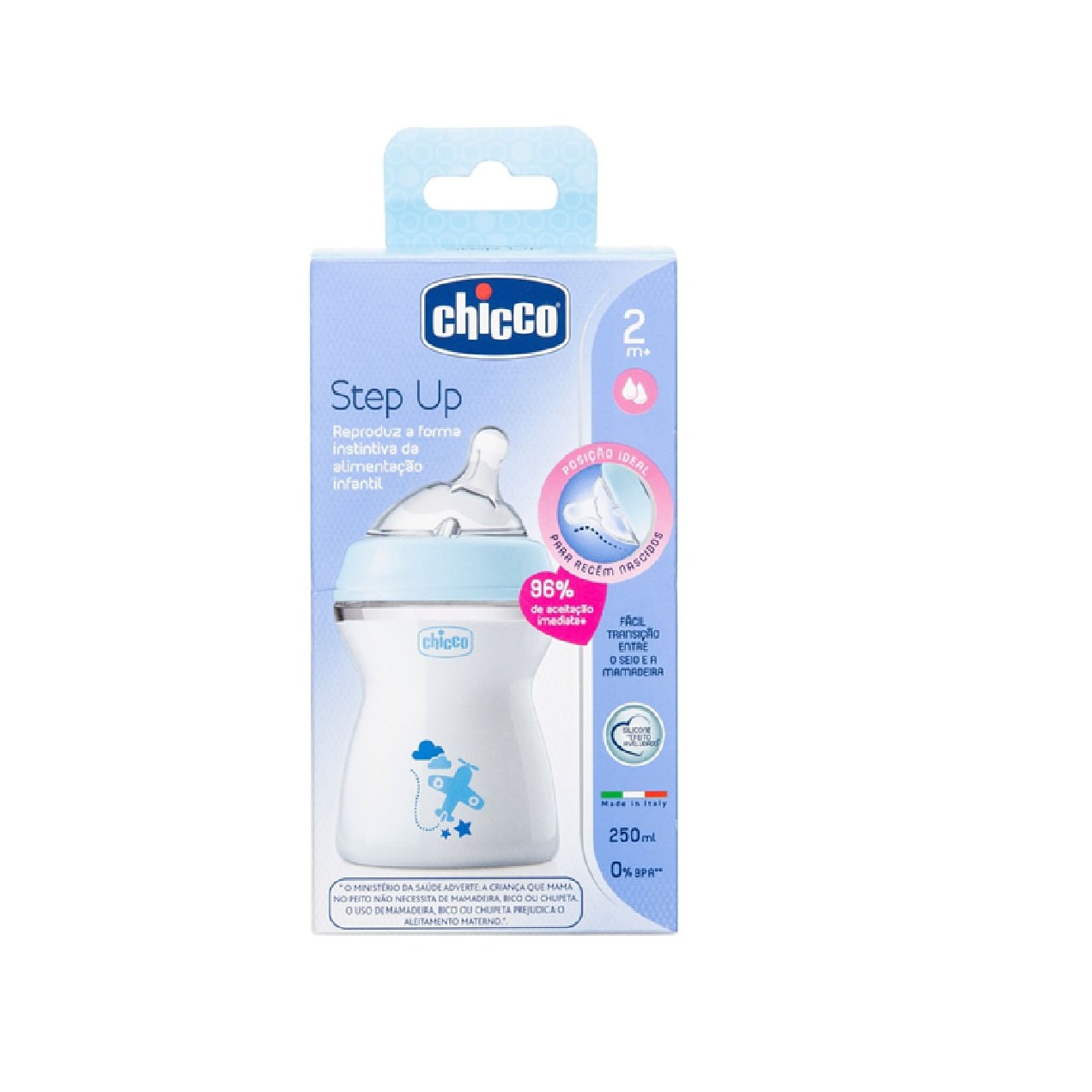 Mamadeira Chicco Step Up Bico Redondo +2meses Azul 250ml 1 Unidade