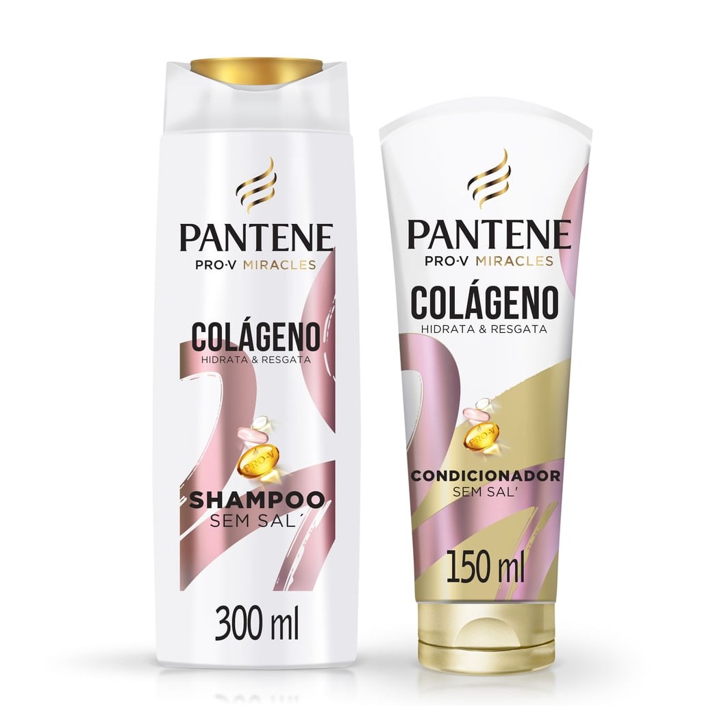 Kit Shampoo Pantene Pro-V Miracles Colágeno Hidrata & Resgata 300ml 1 Uni + Condicionador Hidrata & Resgata 150ml 1 Uni